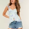 Low-Rise Distressed Medium Wash Denim Mini Shorts