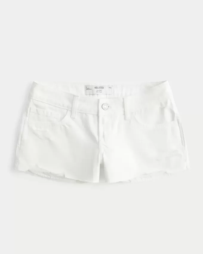 Low-Rise Distressed White Denim Mini Shorts Low-Rise Distressed White Denim Mini Shorts