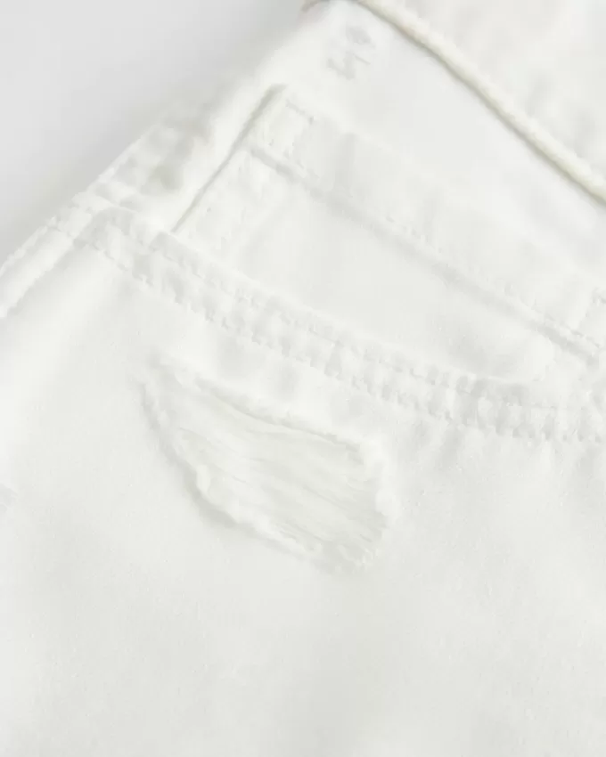 Low-Rise Distressed White Denim Mini Shorts Low-Rise Distressed White Denim Mini Shorts