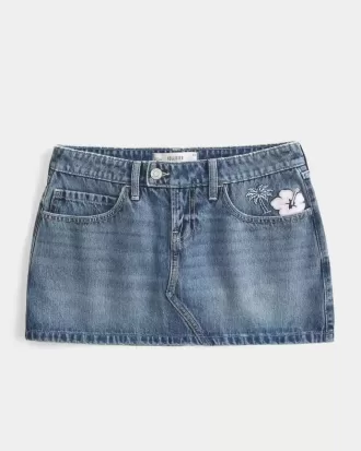 Low-Rise Embroidered Denim Mini Skort Low-Rise Embroidered Denim Mini Skort
