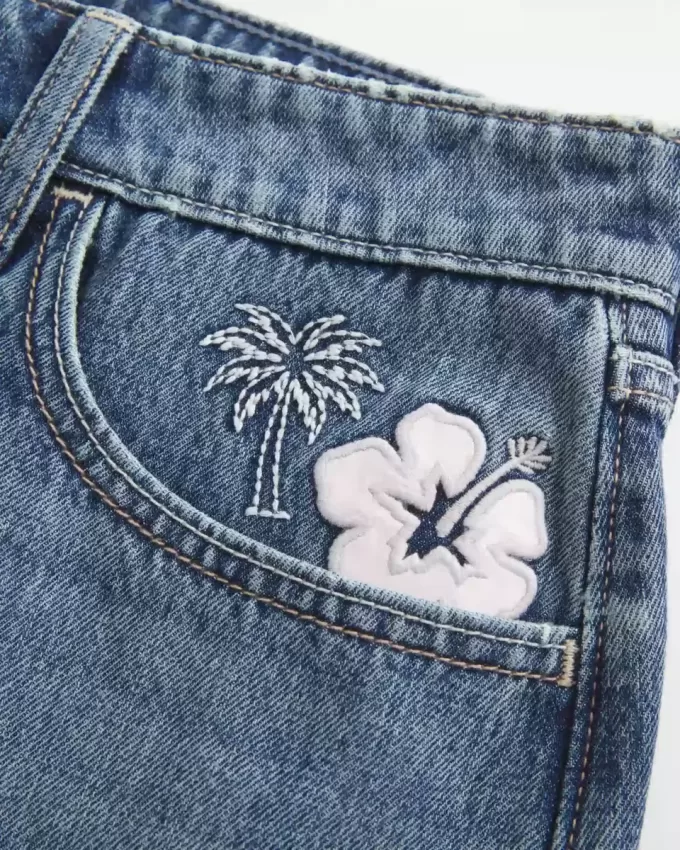 Low-Rise Embroidered Denim Mini Skort Low-Rise Embroidered Denim Mini Skort