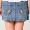 Low-Rise Embroidered Denim Mini Skort Low-Rise Embroidered Denim Mini Skort