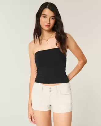 Low-Rise Floral Back Pocket Poplin Shortie Shorts Low-Rise Floral Back Pocket Poplin Shortie Shorts