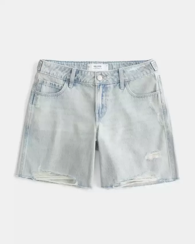 Low-Rise Light Wash Adjustable Waistband Baggy Jort