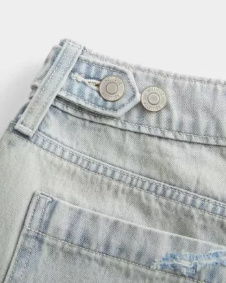 Low-Rise Light Wash Adjustable Waistband Baggy Jort