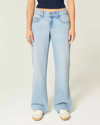 Low-Rise Light Wash Baggy Jeans