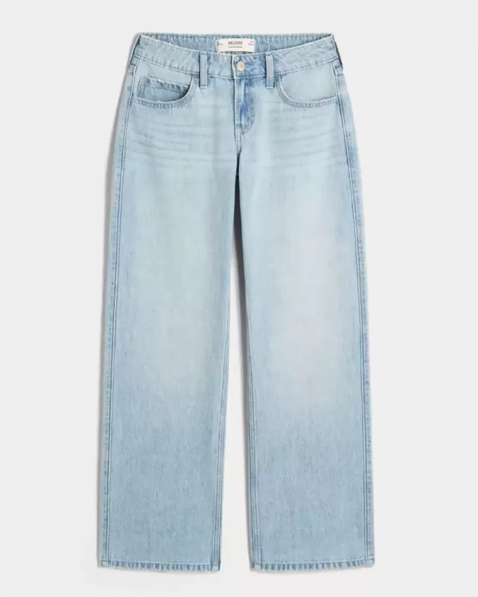 Low-Rise Light Wash Baggy Jeans