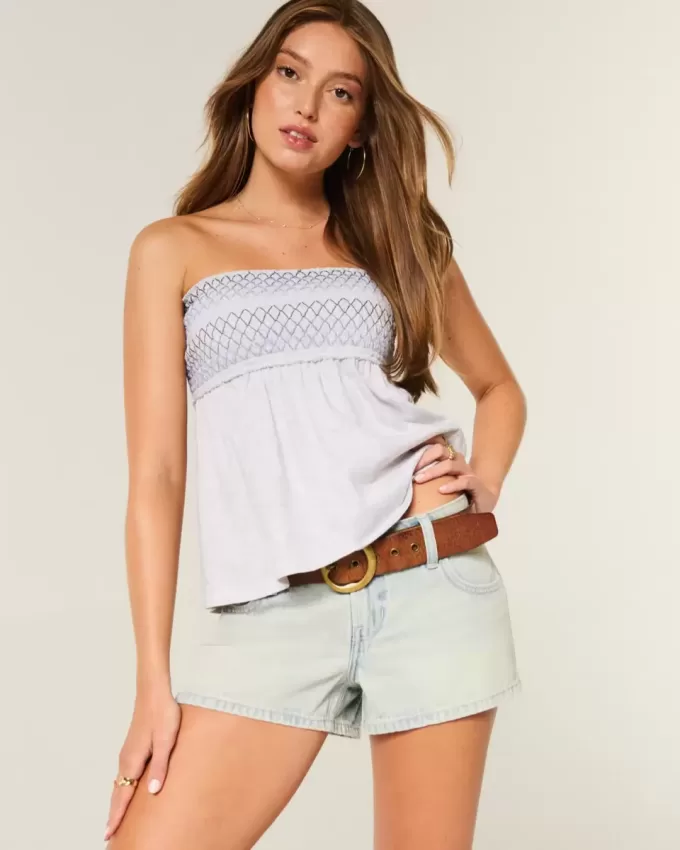 Low-Rise Light Wash Denim Mini Shorts Low-Rise Light Wash Denim Mini Shorts