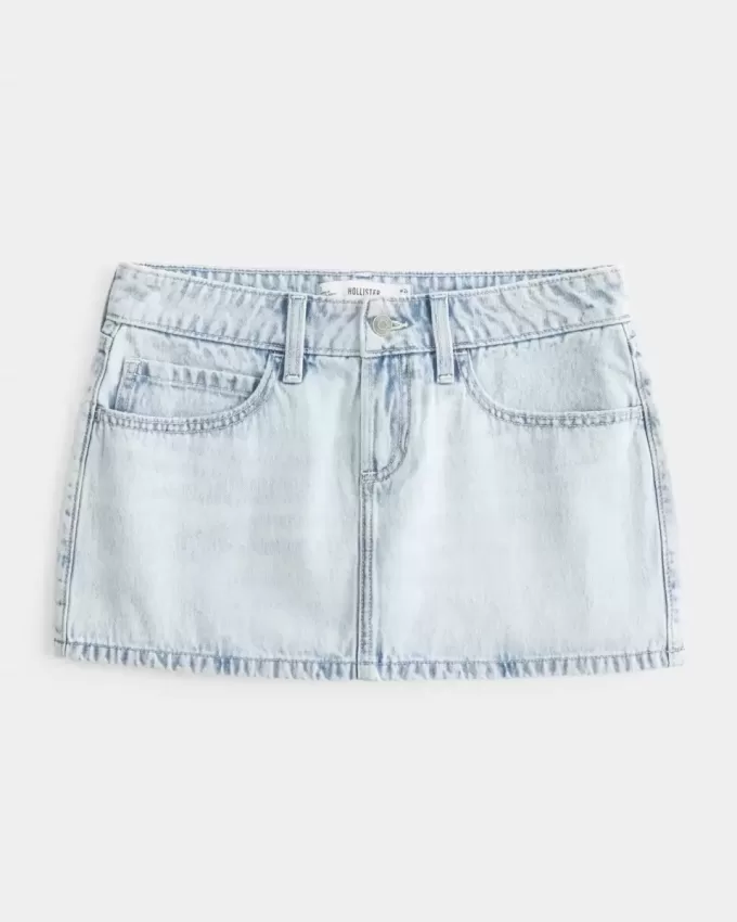 Low-Rise Light Wash Denim Mini Skort Low-Rise Light Wash Denim Mini Skort