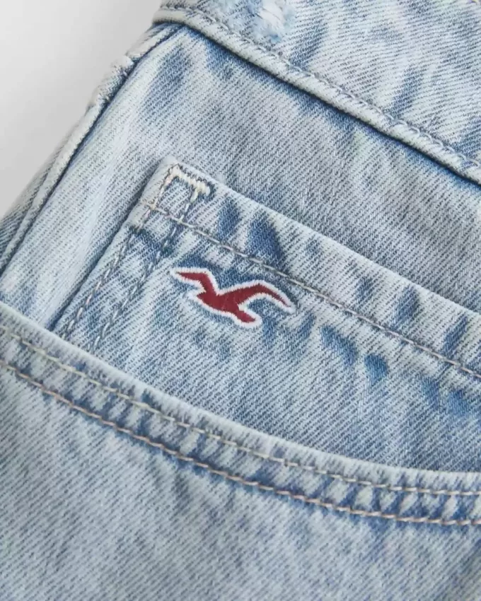 Low-Rise Light Wash Denim Mini Skort