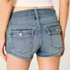 Low-Rise Light Wash Denim Shortie Shorts