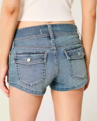 Low-Rise Light Wash Denim Shortie Shorts
