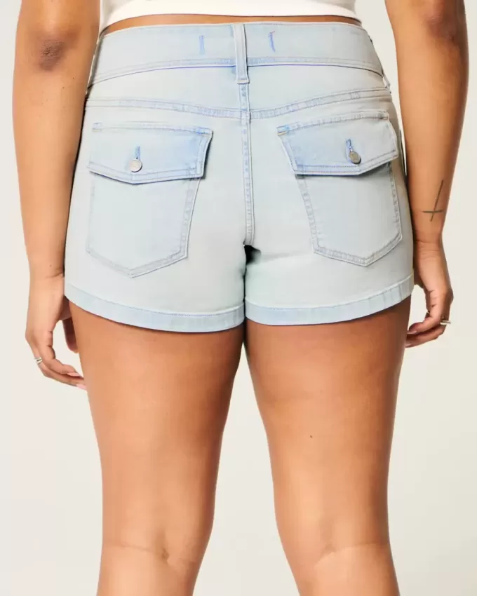 Low-Rise Light Wash Denim Shortie Shorts Low-Rise Light Wash Denim Shortie Shorts