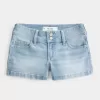 Low-Rise Light Wash Denim Shortie Shorts