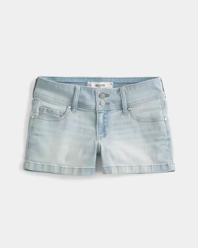 Low-Rise Light Wash Denim Shortie Shorts Low-Rise Light Wash Denim Shortie Shorts