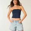 Low-Rise Light Wash Foldover Waist Baggy Denim Shorts 5″