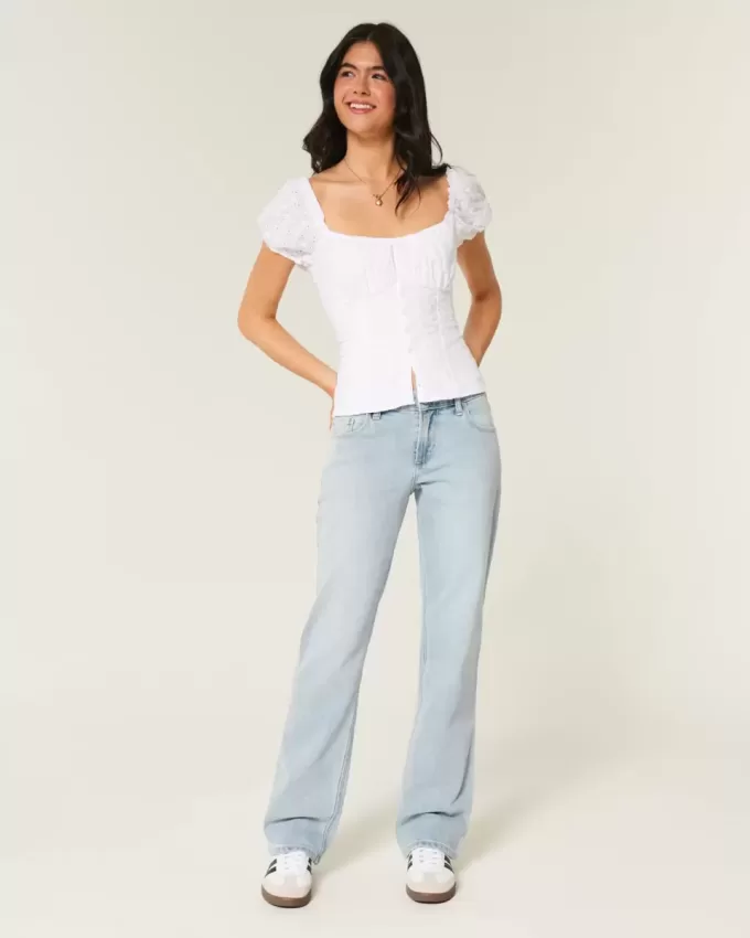 Low-Rise Light Wash Relaxed Straight Jeans Low-Rise Light Wash Relaxed Straight Jeans