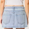 Low-Rise Light Wash Shoelace Denim Mini Skort Low-Rise Light Wash Shoelace Denim Mini Skort