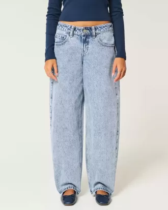 Low-Rise Light Wash Tapered Baggy Jeans