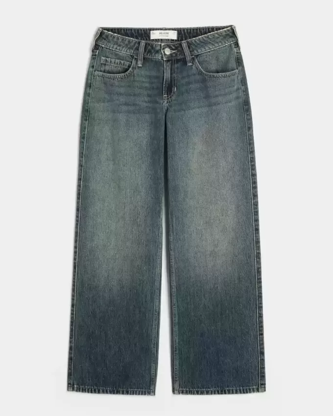 Low-Rise Medium Wash Baggy Jeans