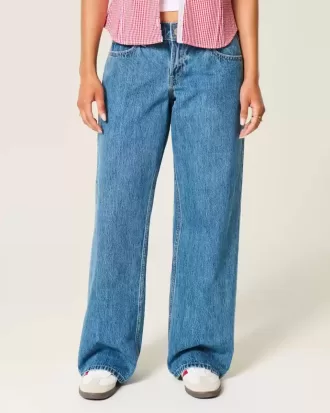 Low-Rise Medium Wash Baggy Jeans