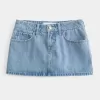 Low-Rise Medium Wash Denim Mini Skort Low-Rise Medium Wash Denim Mini Skort