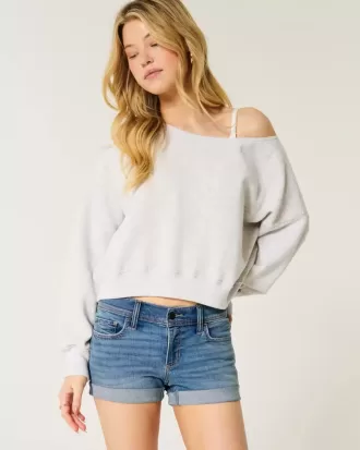 Low-Rise Medium Wash Denim Shortie Shorts