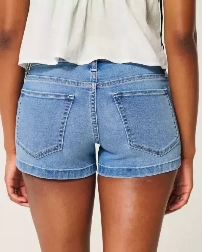 Low-Rise Medium Wash Denim Shortie Shorts