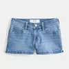 Low-Rise Medium Wash Denim Shortie Shorts