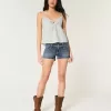 Low-Rise Medium Wash Denim Shortie Shorts