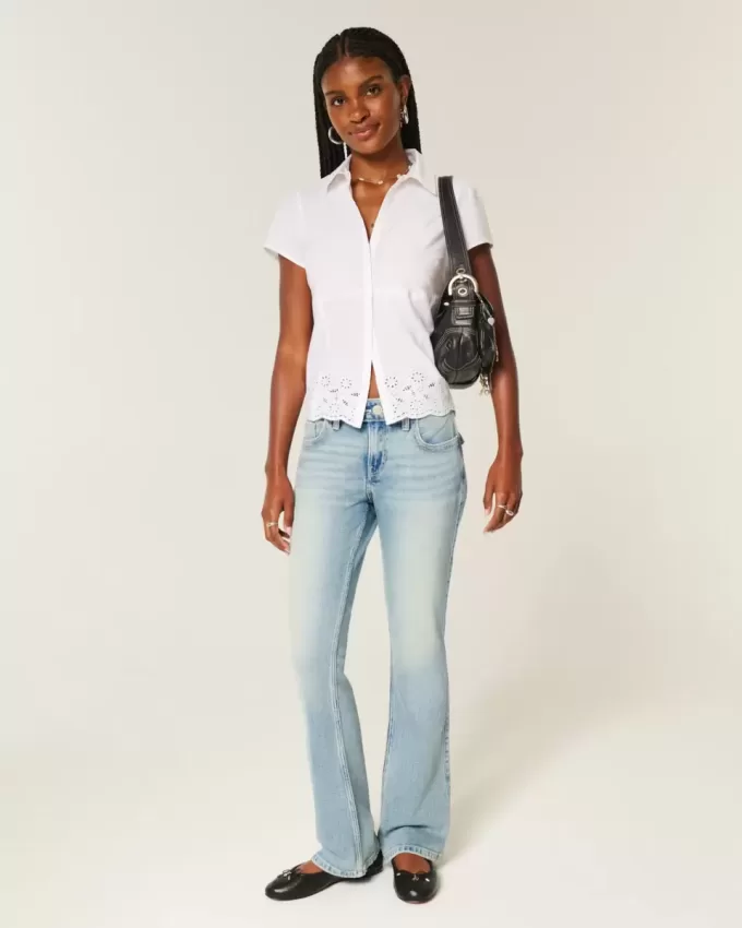 Low-Rise Medium Wash Embroidered Butterfly Bootcut Jeans Low-Rise Medium Wash Embroidered Butterfly Bootcut Jeans