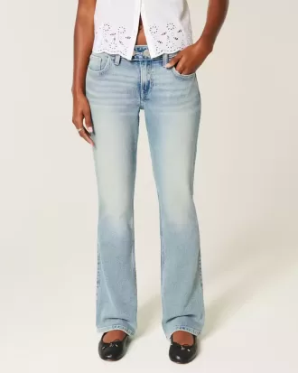 Low-Rise Medium Wash Embroidered Butterfly Bootcut Jeans