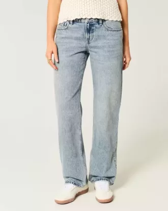 Low-Rise Medium Wash Loose Jeans