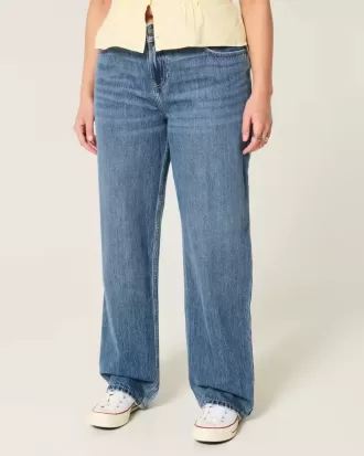 Low-Rise Medium Wash Loose Jeans