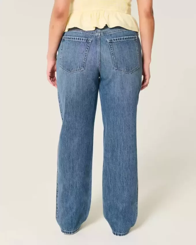 Low-Rise Medium Wash Loose Jeans