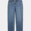 Low-Rise Medium Wash Loose Jeans