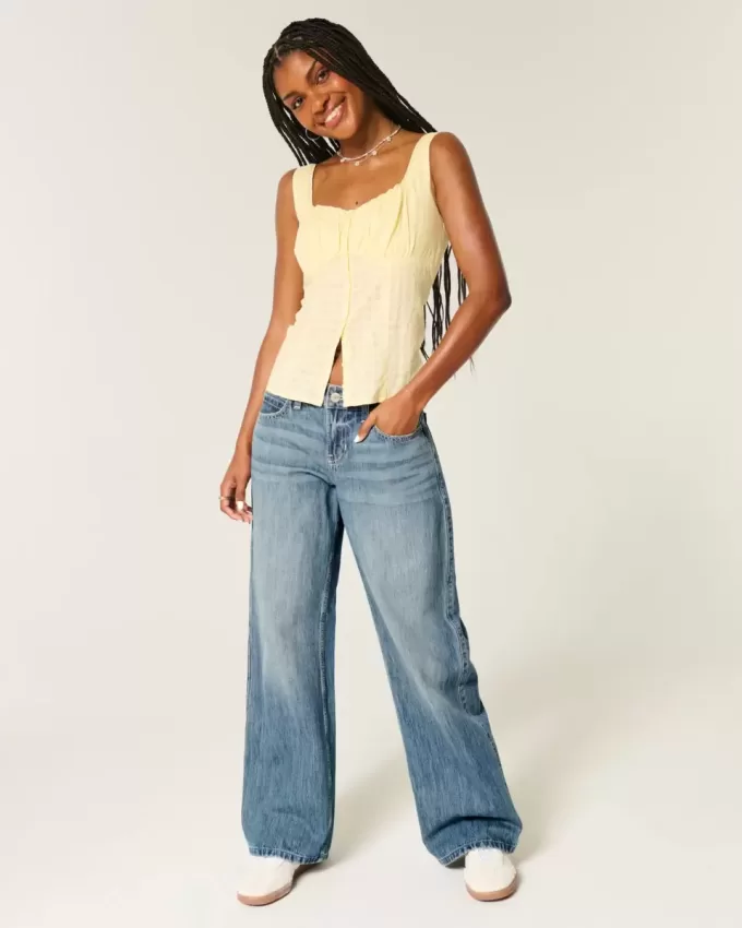 Low-Rise Medium Wash Los Angeles Graphic Baggy Jeans Low-Rise Medium Wash Los Angeles Graphic Baggy Jeans