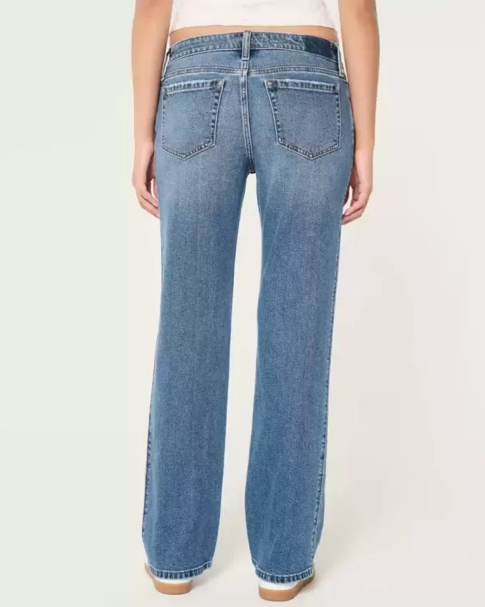 Low-Rise Medium Wash Relaxed Straight Jeans