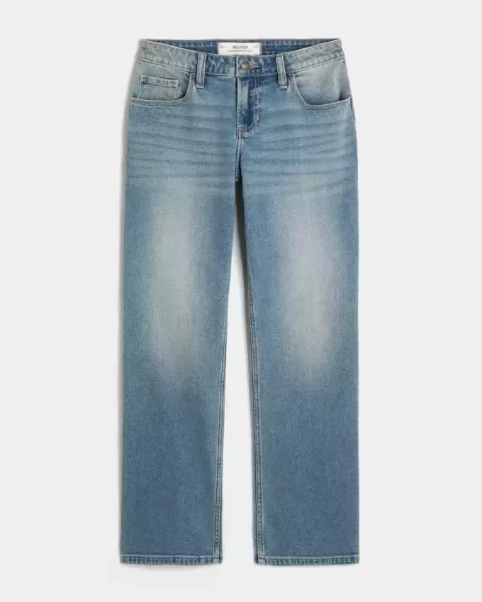 Low-Rise Medium Wash Relaxed Straight Jeans Low-Rise Medium Wash Relaxed Straight Jeans