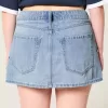 Low-Rise Medium Wash Star Applique Denim Mini Skort Low-Rise Medium Wash Star Applique Denim Mini Skort