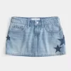 Low-Rise Medium Wash Star Applique Denim Mini Skort Low-Rise Medium Wash Star Applique Denim Mini Skort