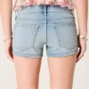 Low-Rise Medium Wash Studded Denim Shortie Shorts Low-Rise Medium Wash Studded Denim Shortie Shorts