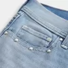 Low-Rise Medium Wash Studded Denim Shortie Shorts Low-Rise Medium Wash Studded Denim Shortie Shorts
