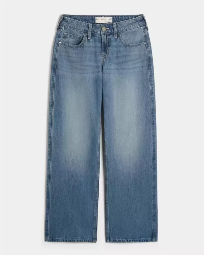 Low-Rise Medium Wash Studded Hearts Baggy Jeans Low-Rise Medium Wash Studded Hearts Baggy Jeans