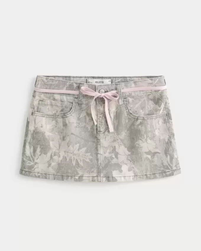 Low-Rise Pink Shoelace Camo Mini Skort
