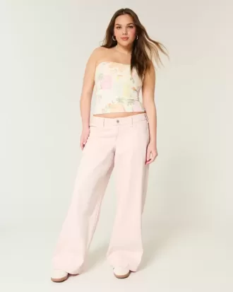 Low-Rise Pink Super Baggy Jeans