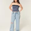 Low-Rise Ripped Light Wash Baggy Jeans