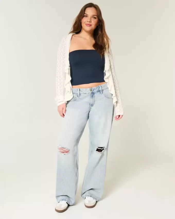 Low-Rise Ripped Light Wash Baggy Jeans Low-Rise Ripped Light Wash Baggy Jeans