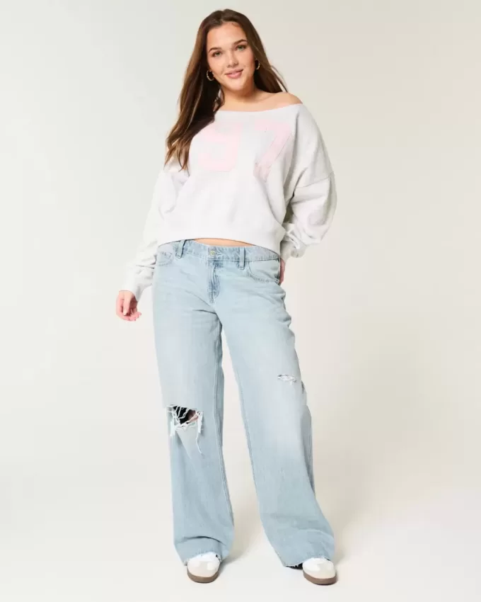 Low-Rise Ripped Light Wash Baggy Jeans Low-Rise Ripped Light Wash Baggy Jeans