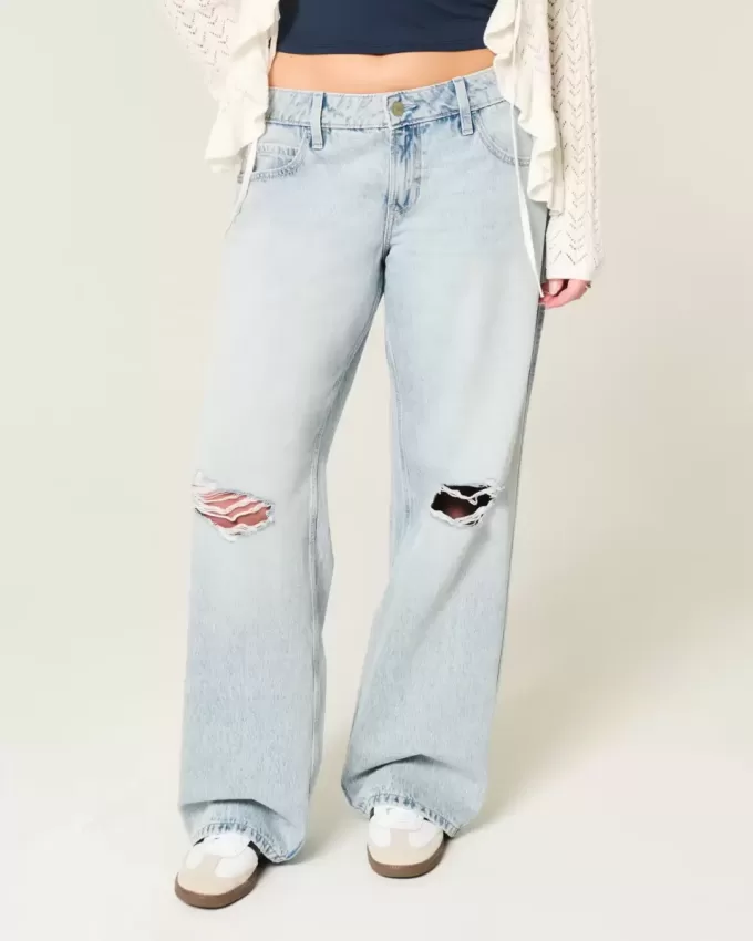 Low-Rise Ripped Light Wash Baggy Jeans Low-Rise Ripped Light Wash Baggy Jeans